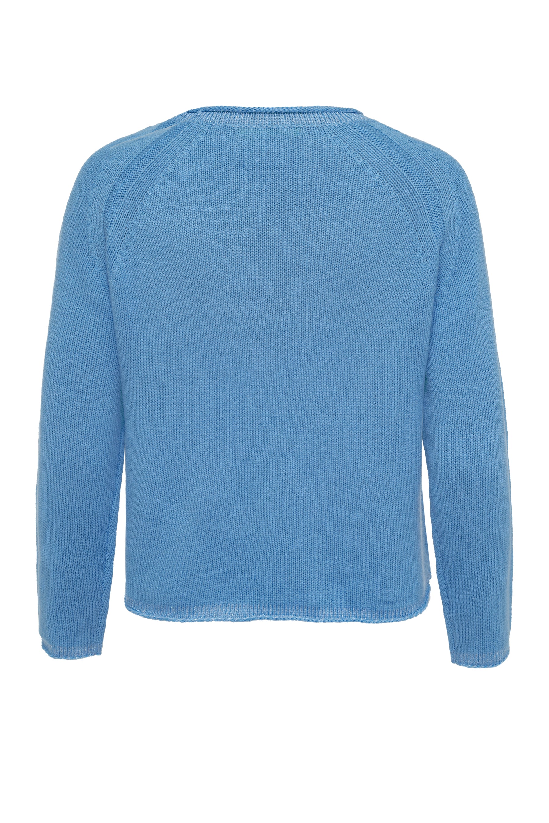 Boxy Raglan Strick-Pullover in sanftem Azur und Lurex-Akzenten six-o-seven