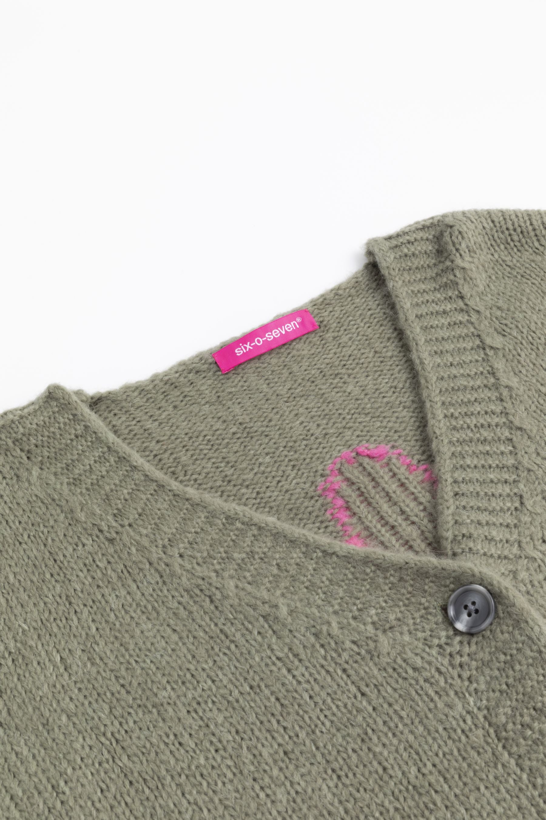 Six-o-Seven Strickjacke mit Blumen-Motiven - OLIVE
