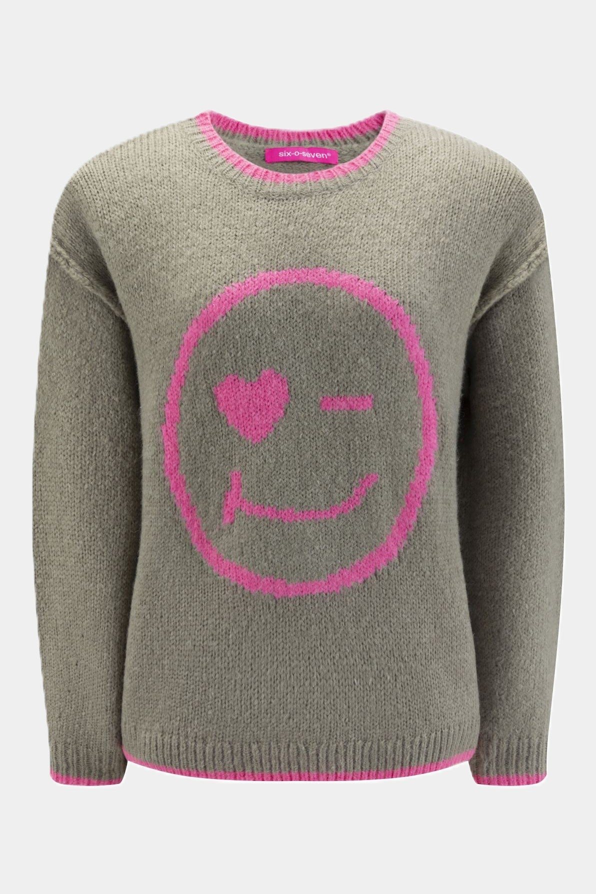 Six-o-seven Pullover mit Emoji OLIVE