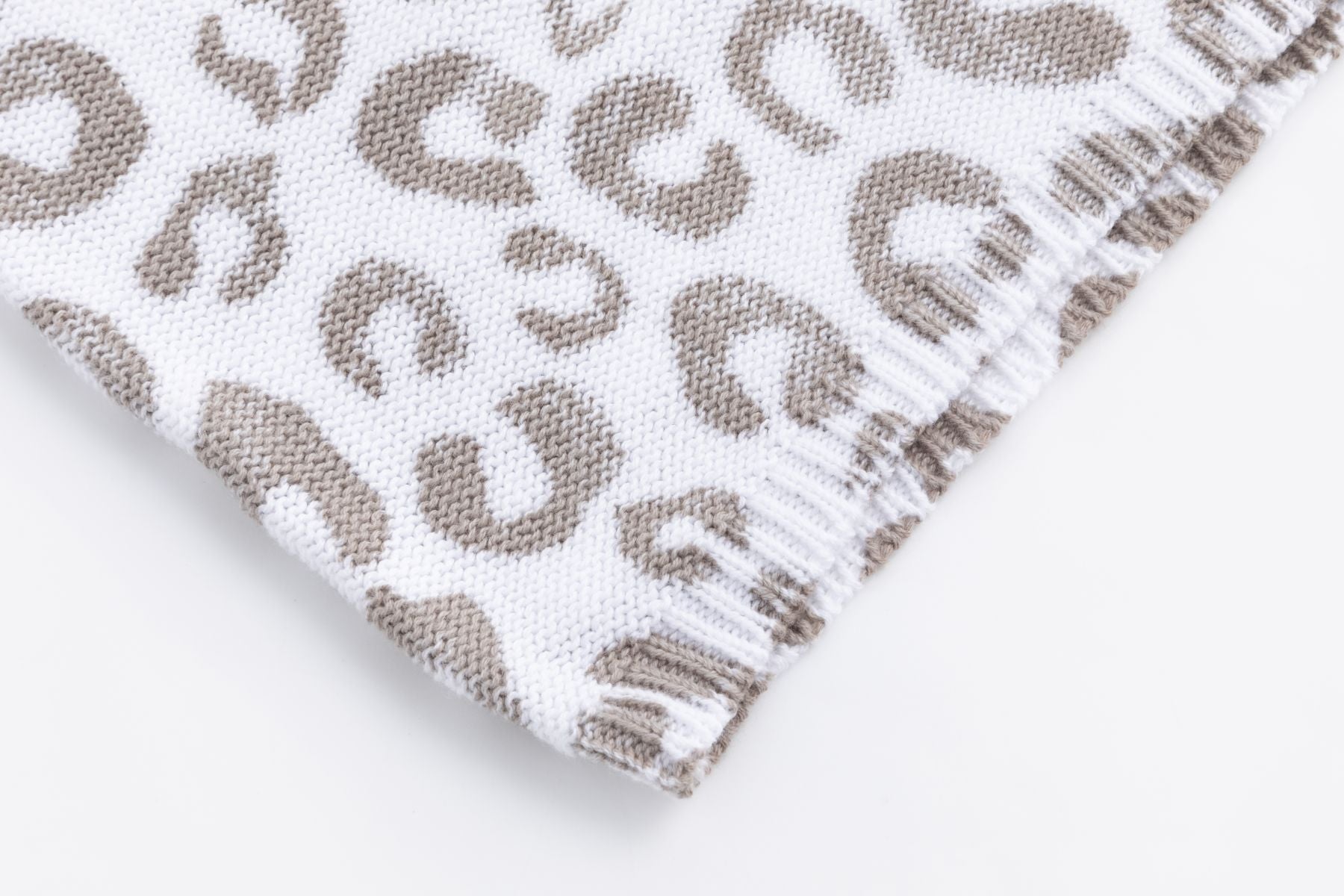 Pull-over en tricot léopard en coton TAUPE