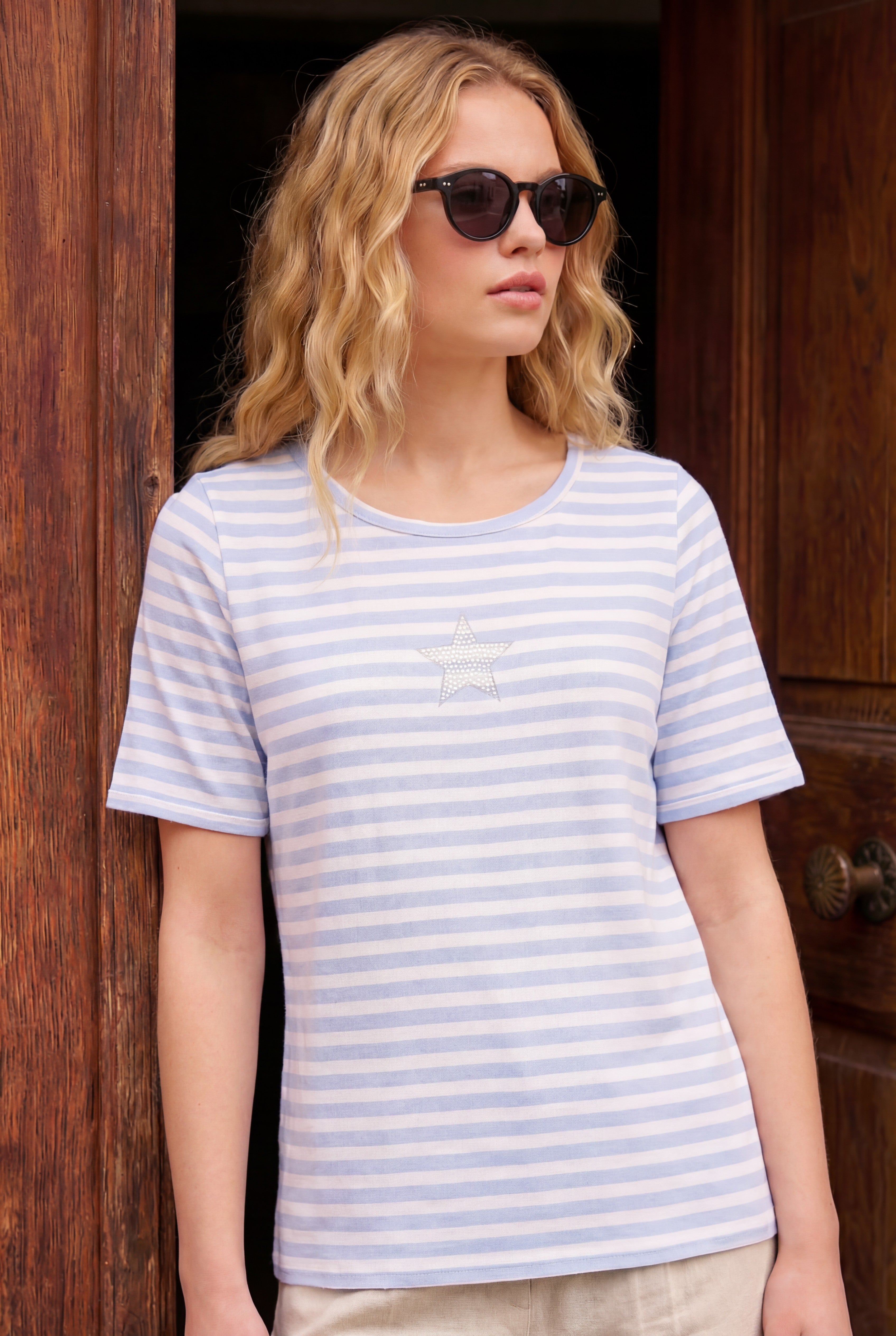 Baumwolle Modal T-Shirt Damen Trend maritim Streifen Sommer
