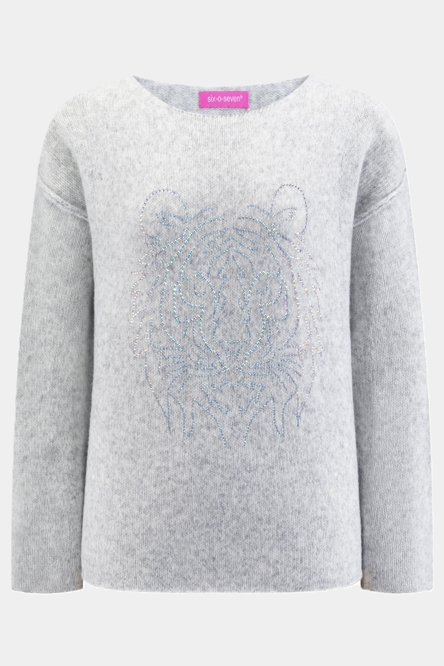 Pullover mit Strass-Tiger SILVER