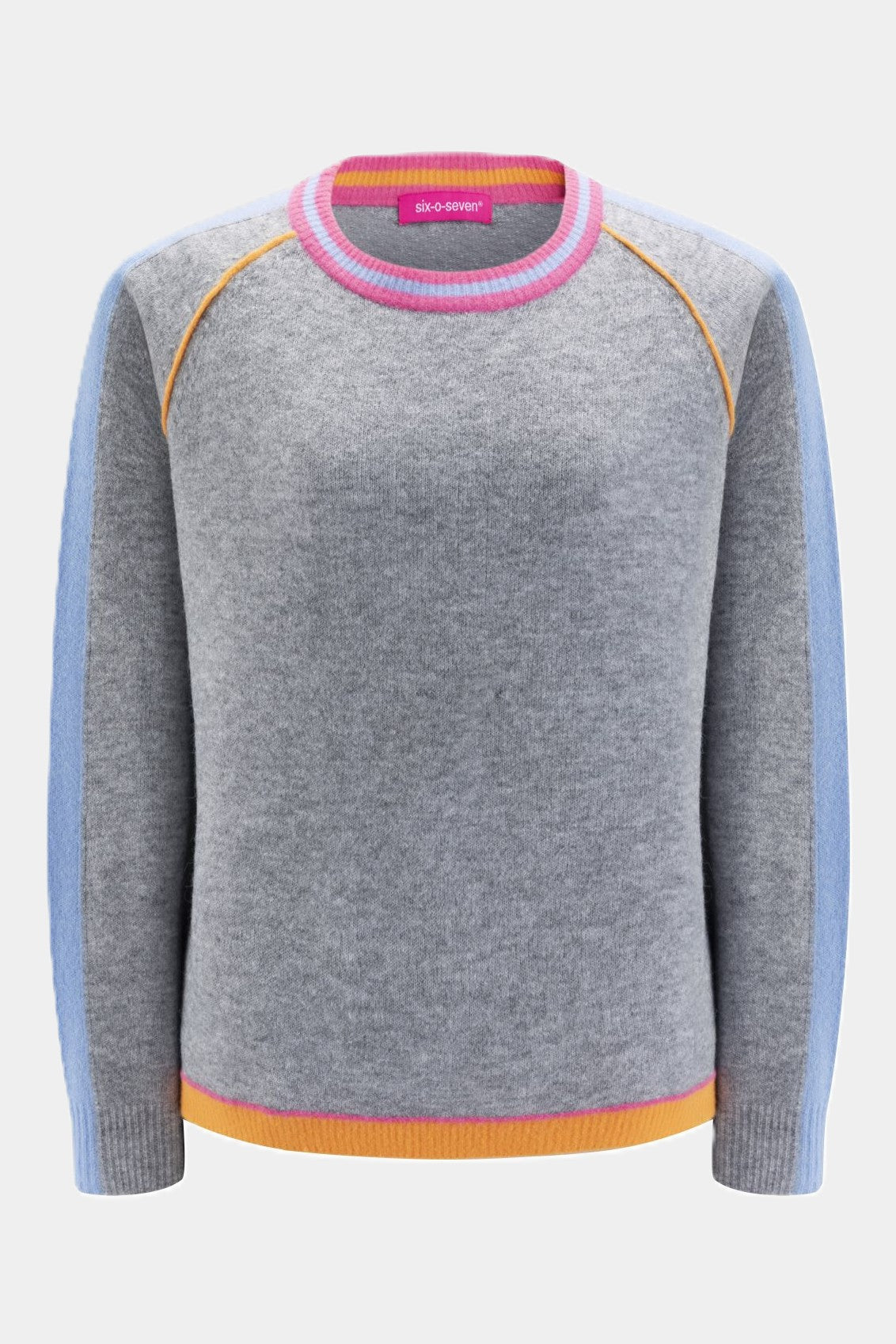 Strickpullover mit bunten Akzenten LIGHT GREY