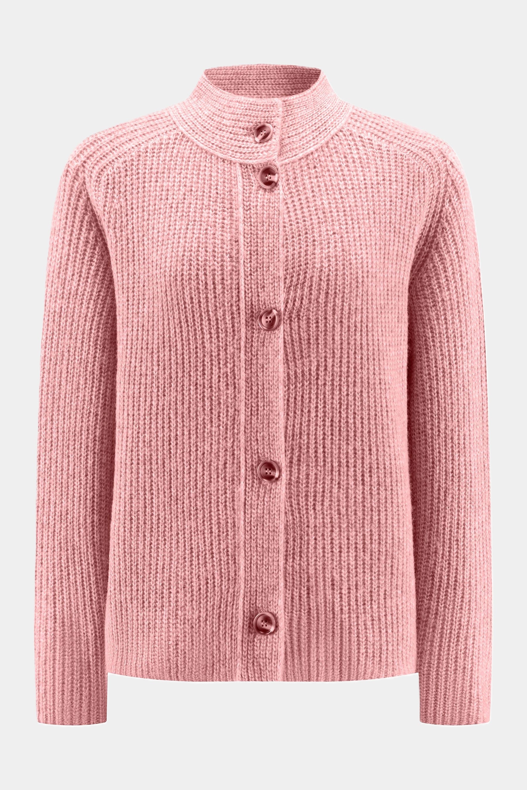 Zaubermond knitted cardigan with button placket in ROSÉ