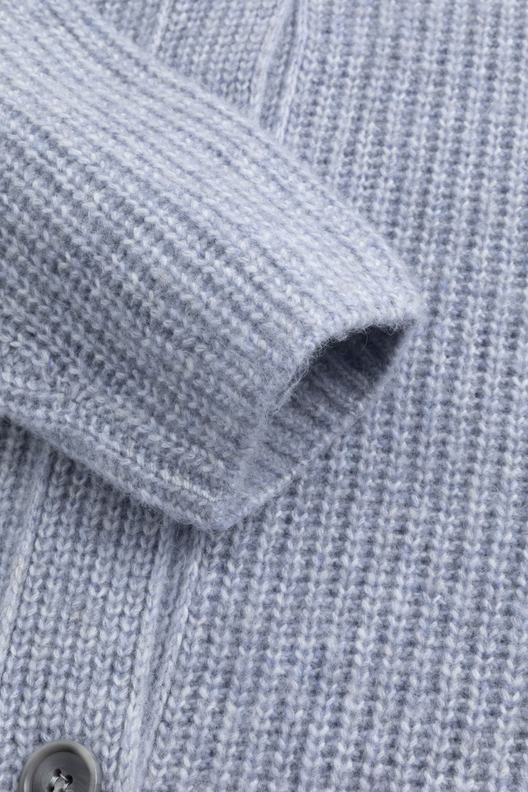 Zaubermond knitted cardigan with button placket in JEANS