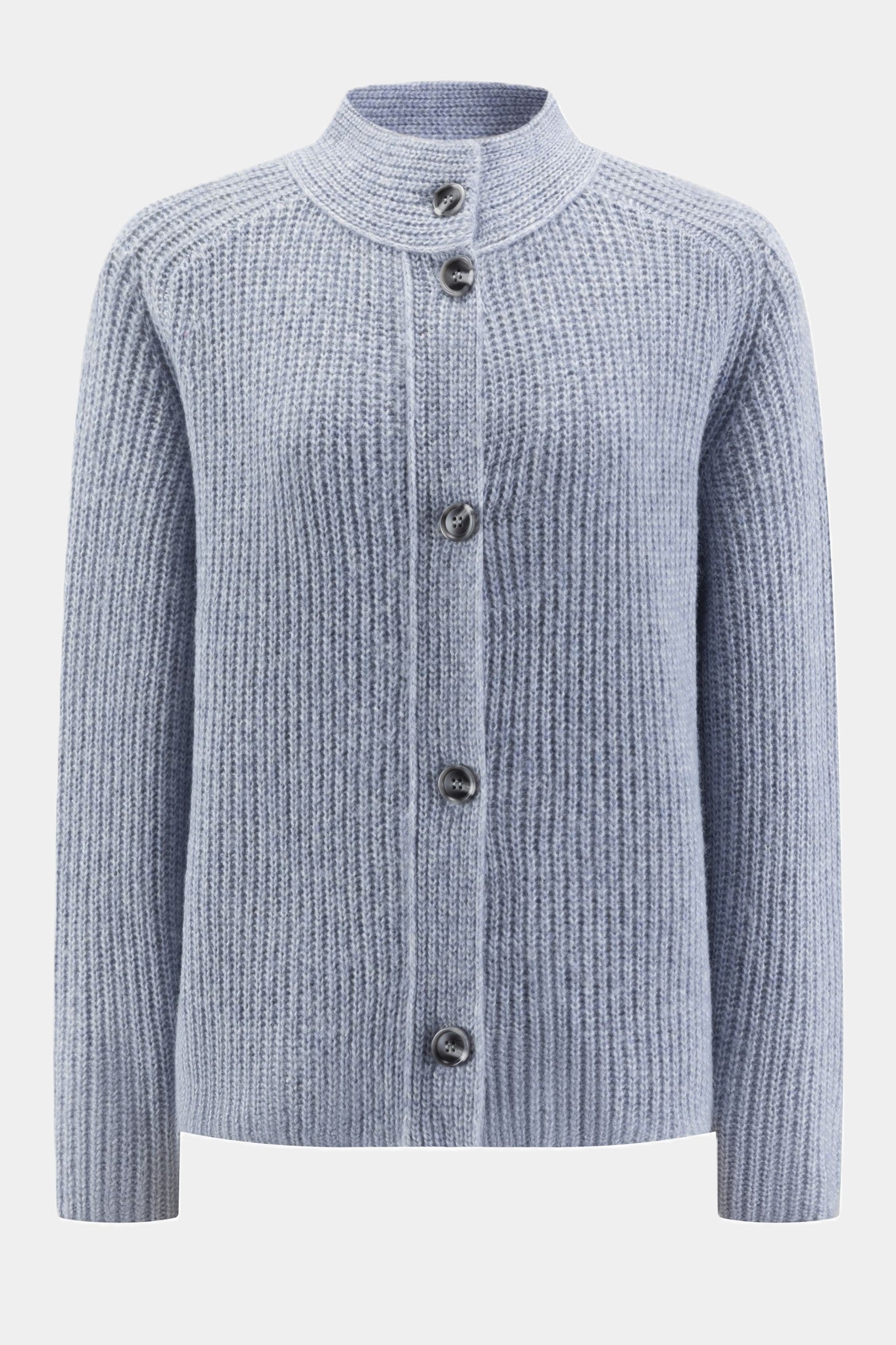 Zaubermond knitted cardigan with button placket in JEANS