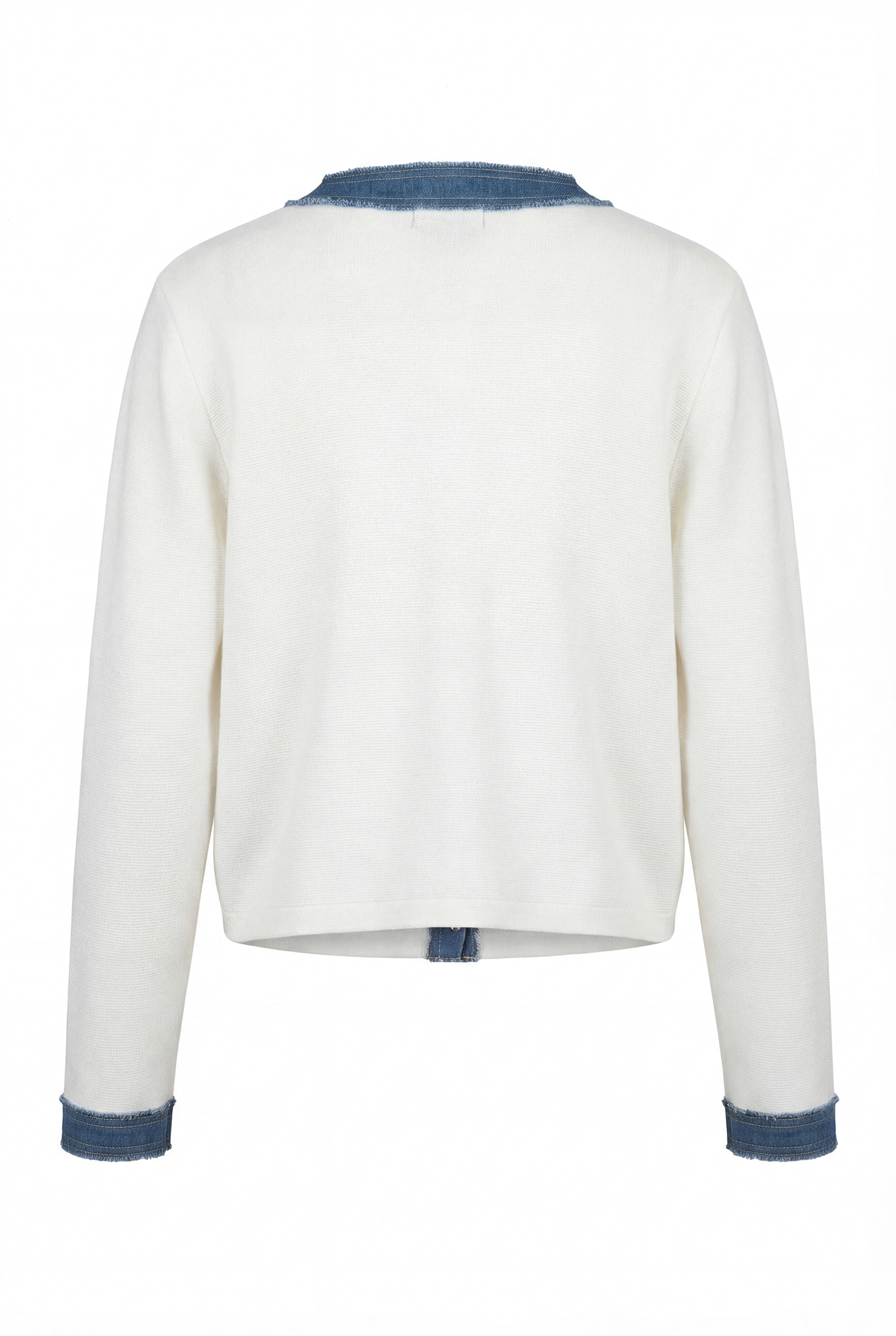 Modische Strickjacke mit Denim-Akzenten, Knopfleiste, Tasche Sommer