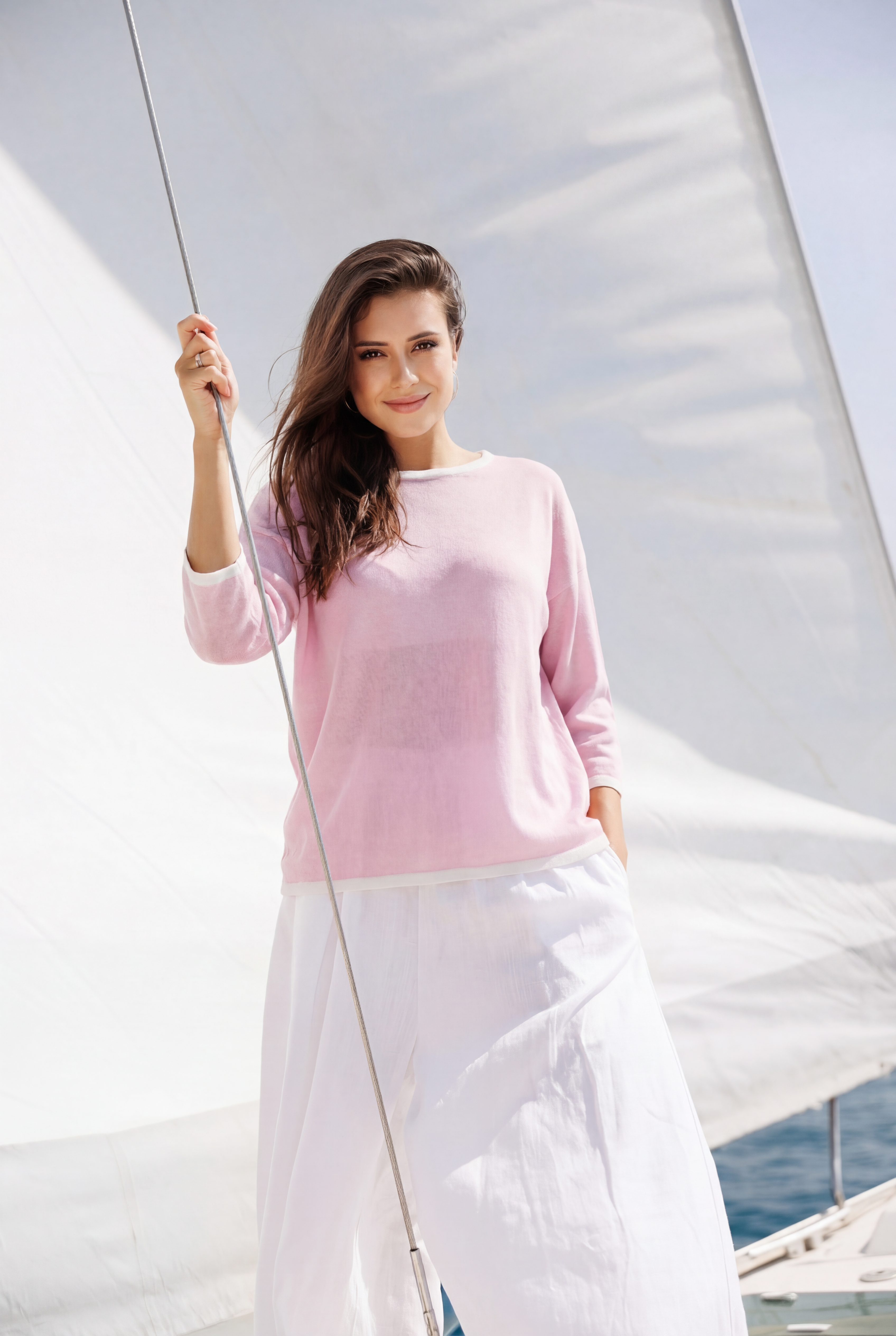 Lockerer Inside-Out Print Pullover im verwaschenen Look, Flamingo