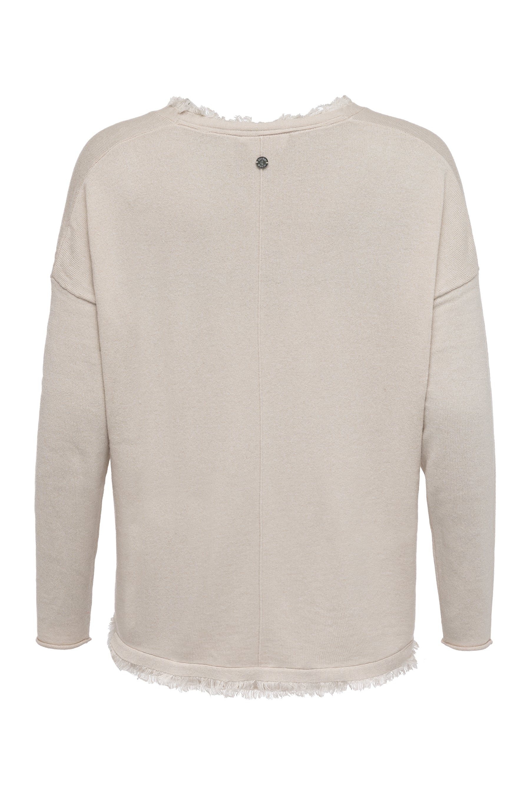 Damen Lockerer Boho Pullover mit V-Ausschnitt & Fransen Rosa Zaubermond