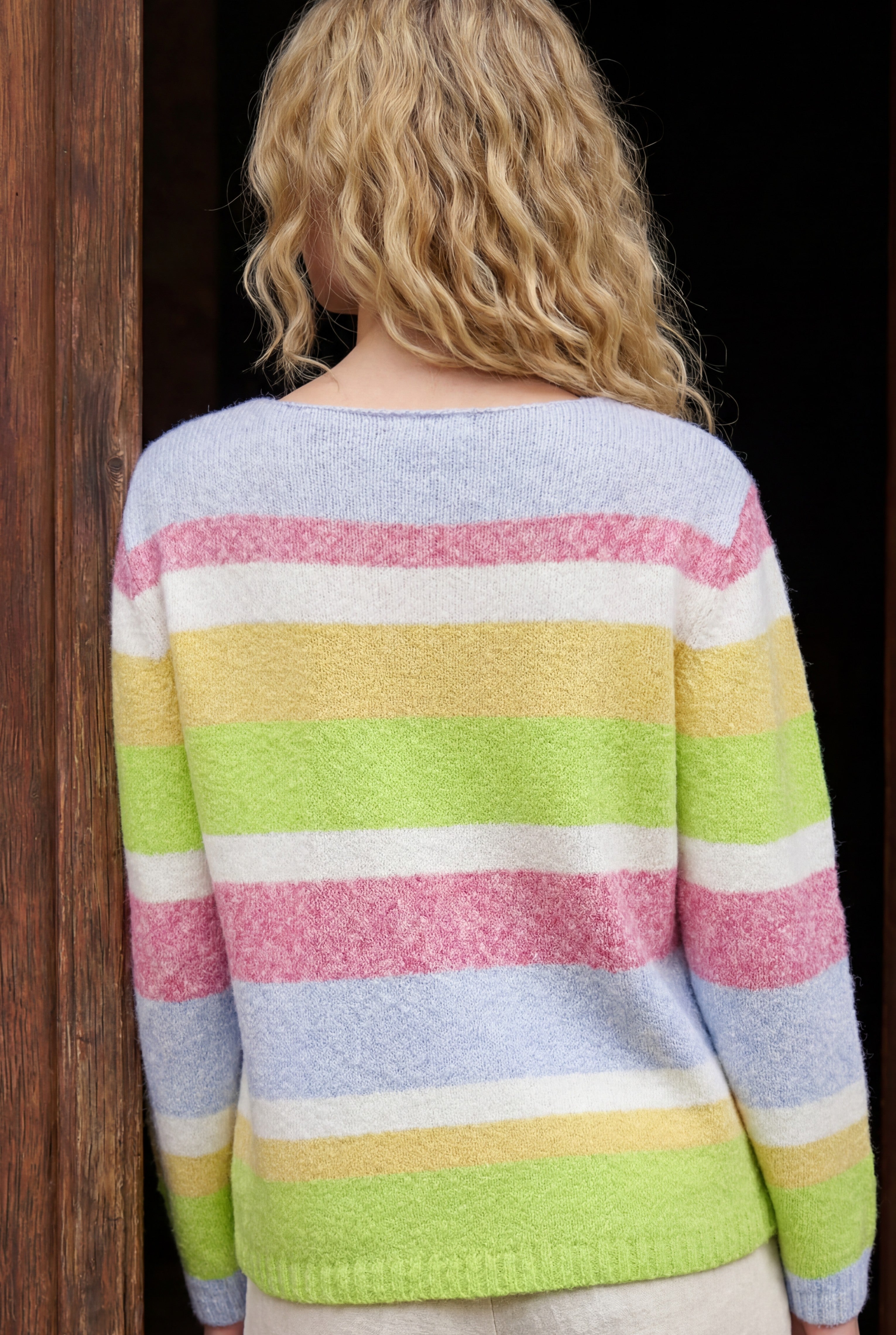 Baumwoll-Strickpullover meliert Blockstreifen, modern Sommerfarben