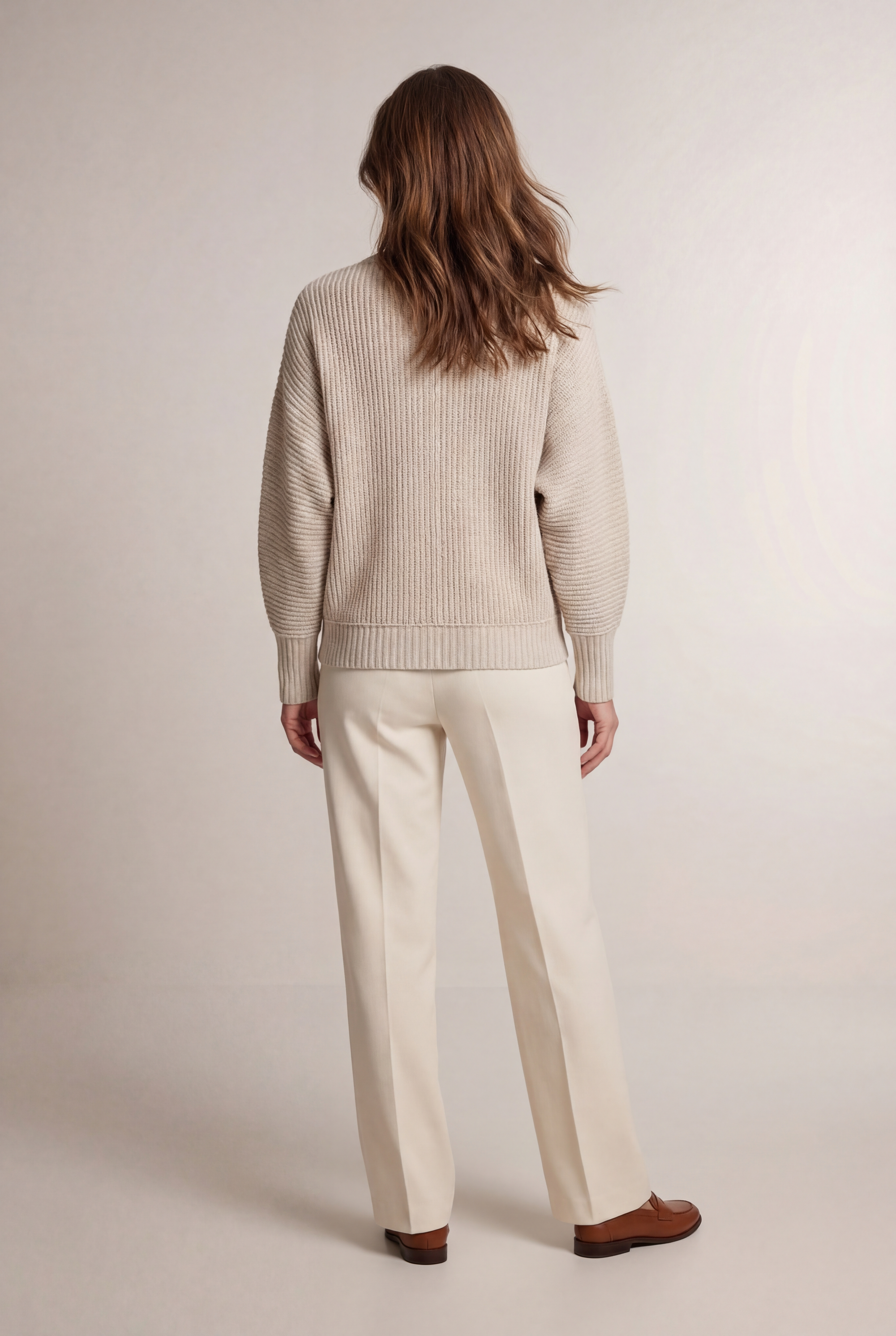 Damen Loose Oberteil mit Fledermausärmeln Natur Zaubermond