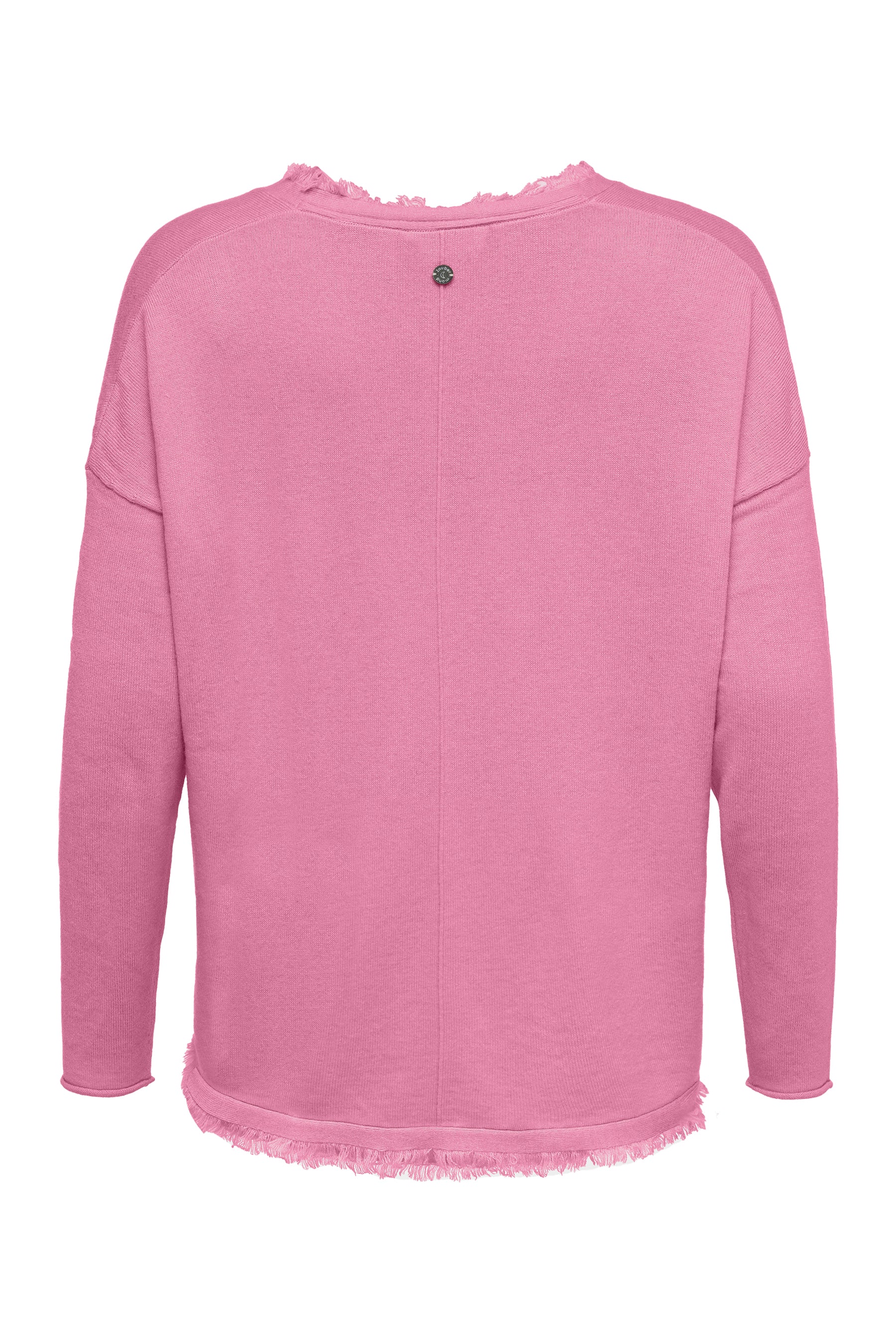 Damen Lockerer Boho Pullover mit V-Ausschnitt & Fransen Rosa Zaubermond