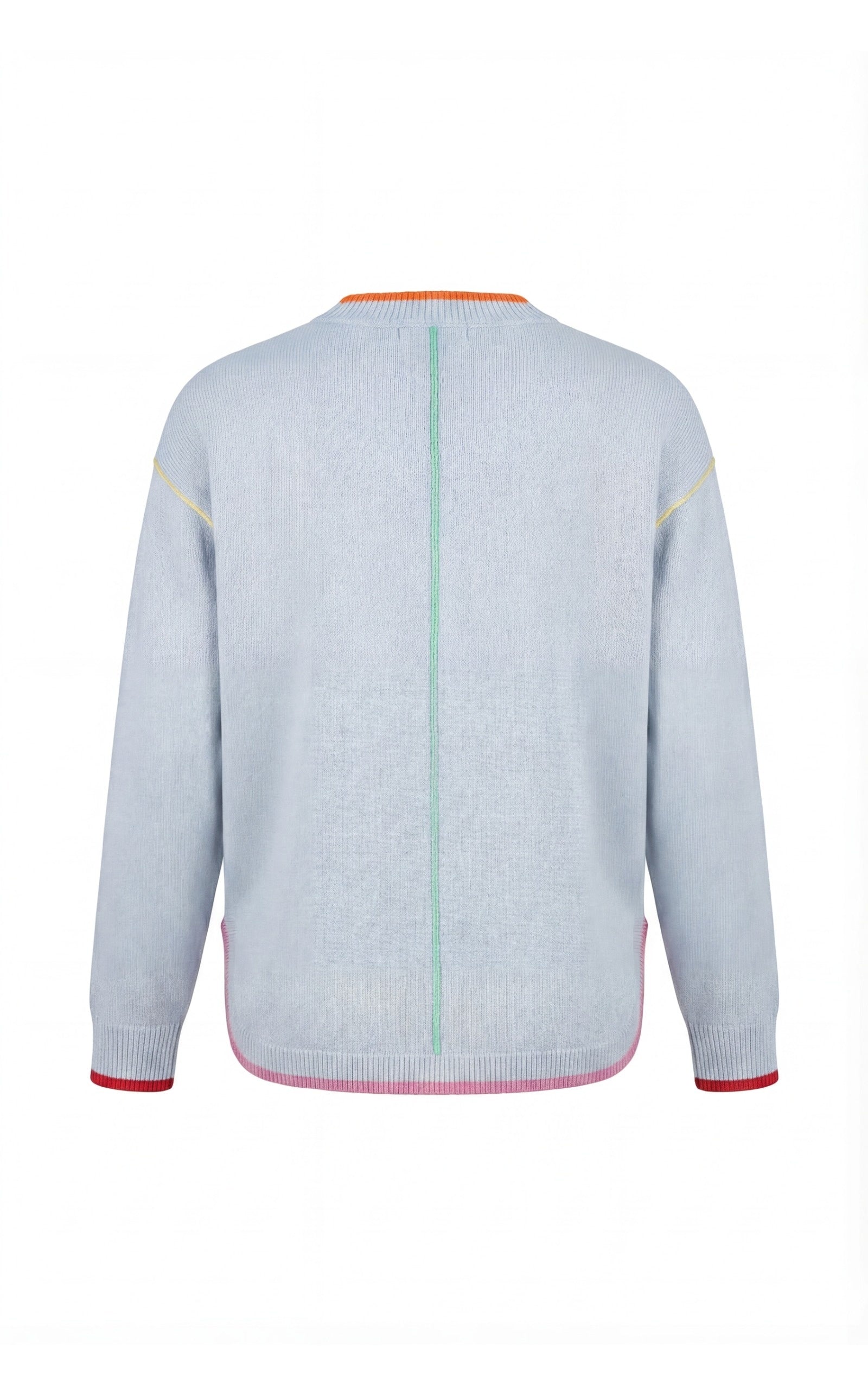 Lockerer Viskose Pullover Kontraststreifen im hellen Blau Frühling