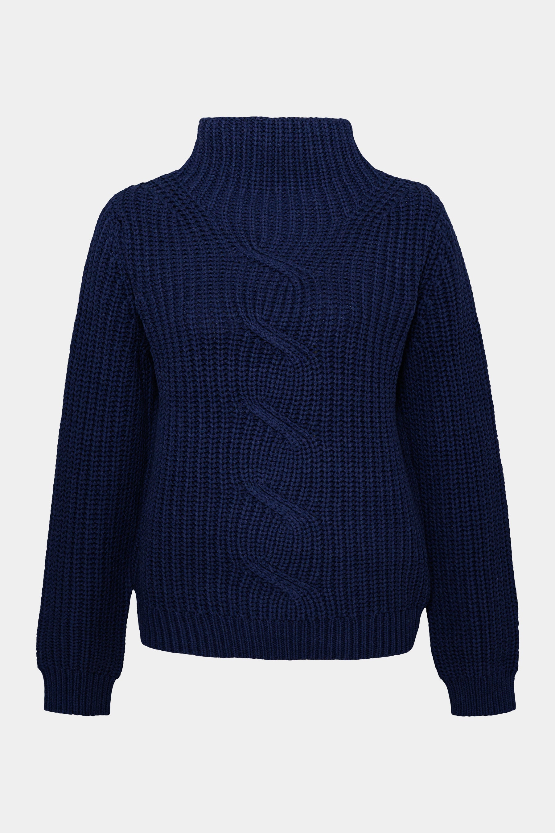 Cassis Damen-Strickpullover in Navy - Grobstrick mit Zopfmuster Cassis