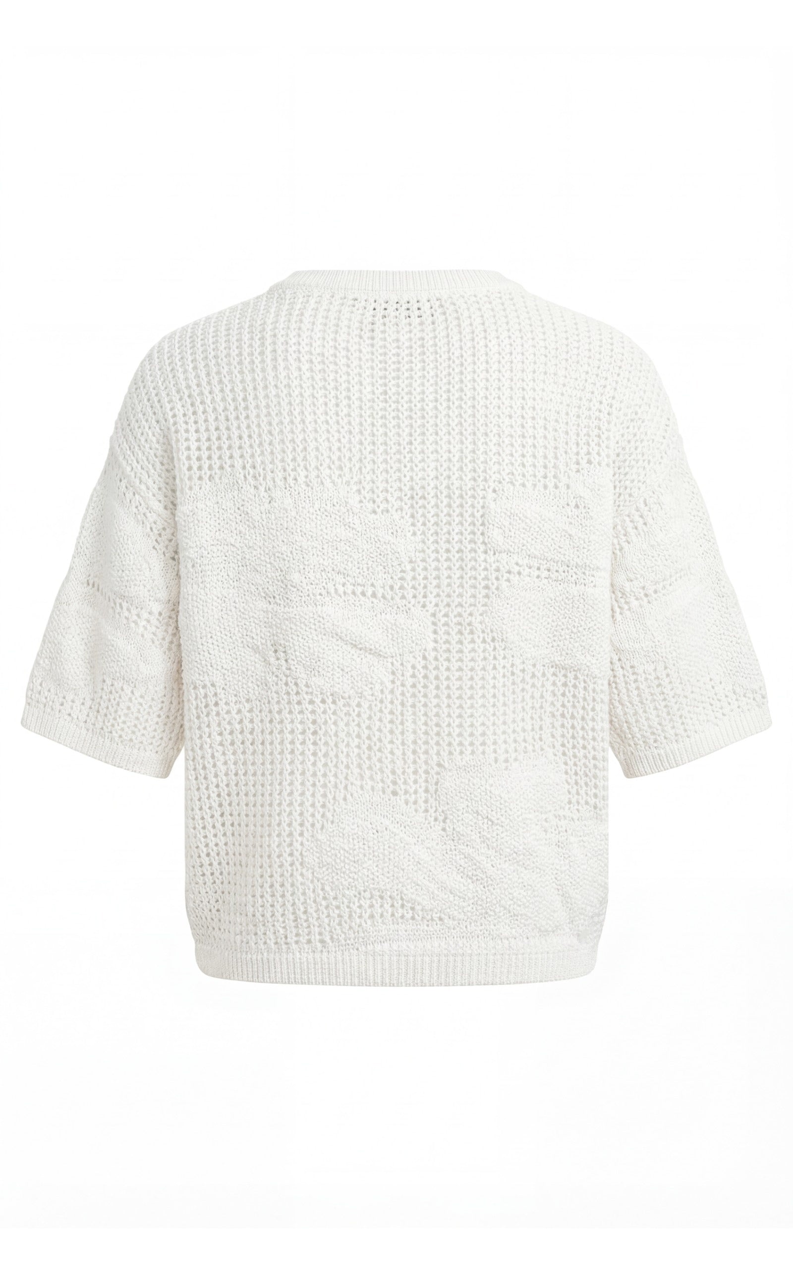 Lockerer Damen Strickpullover mit Papiergarn und Blumenmuster Sommer