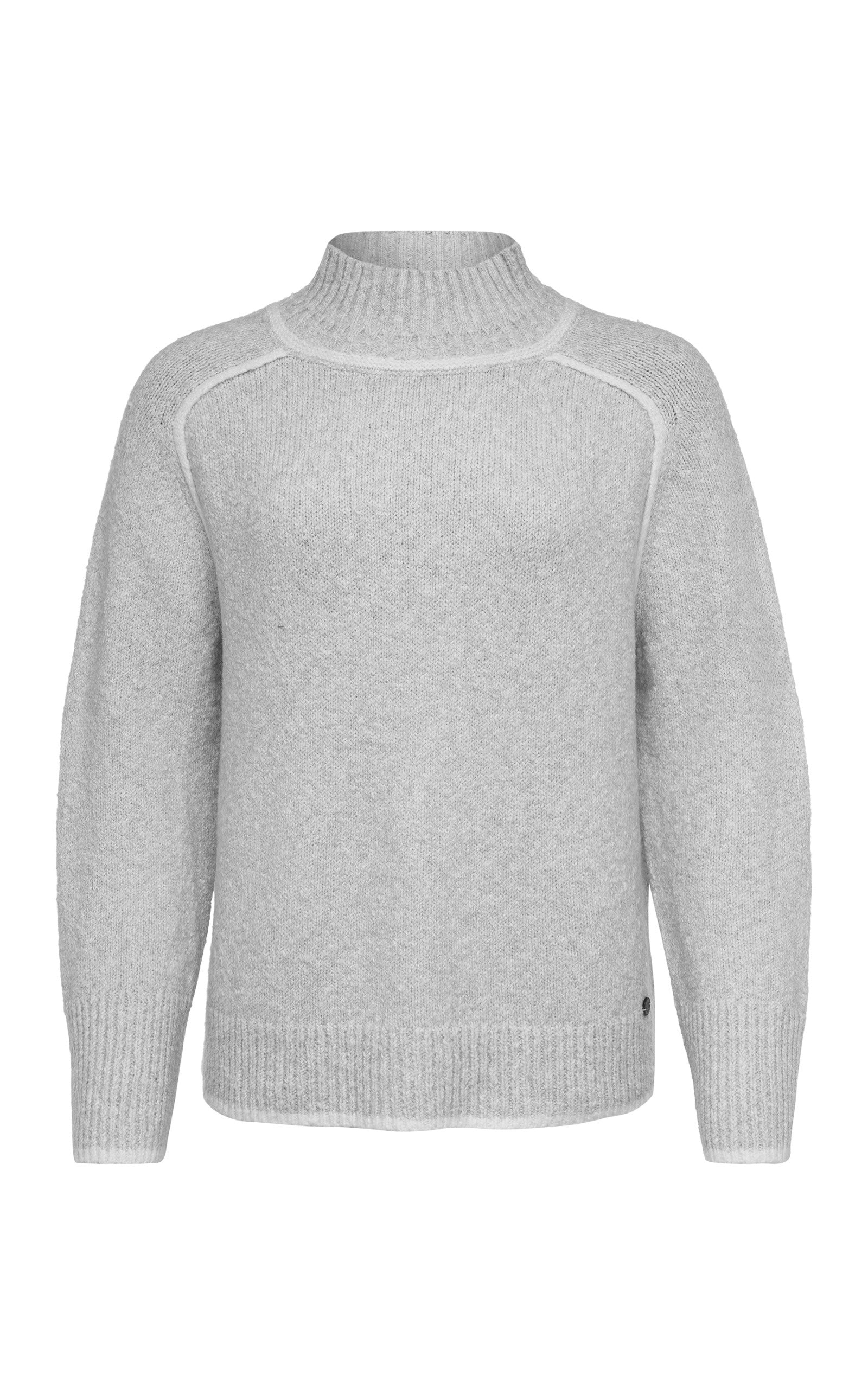 Raglan Turtle Neck Pullover im frischen Grau mit Kontraststreifen