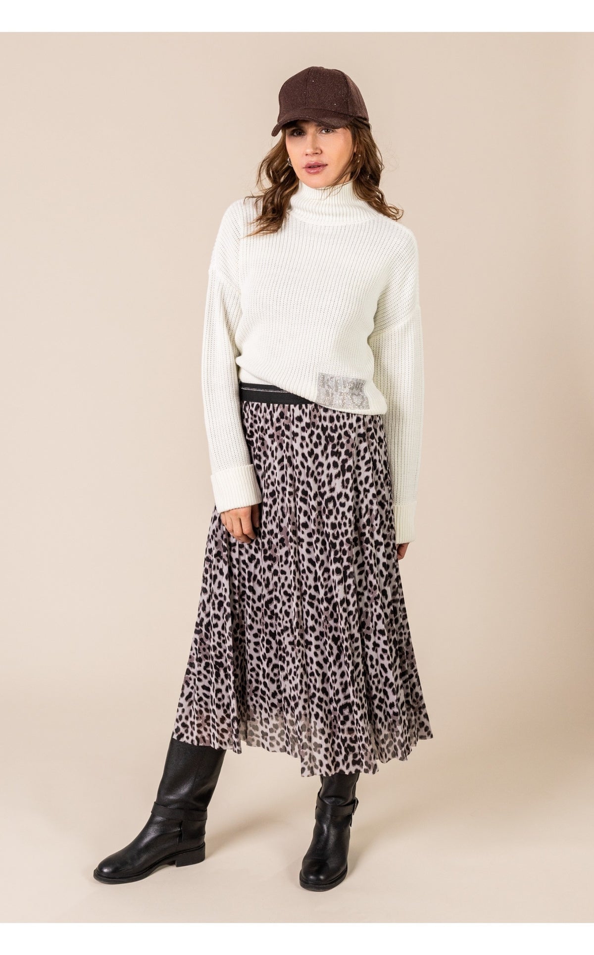 Damen Grobstrick Rollkragenpullover mit Merinowolle & Glanzdetail