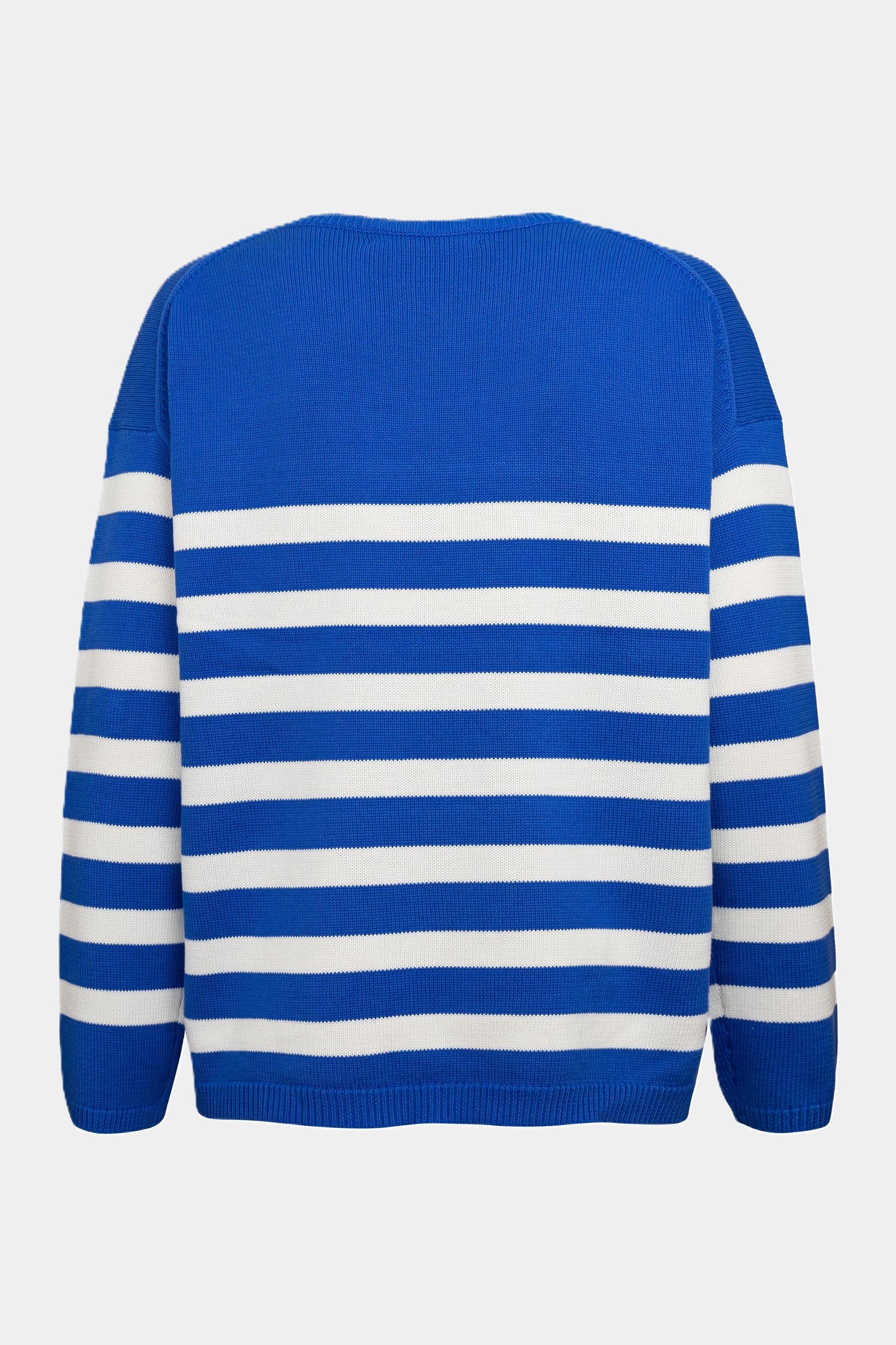 Gebreide trui met opschrift „Côte d’Azur“ van blauwe strass-steentjes FRENCH BLUE