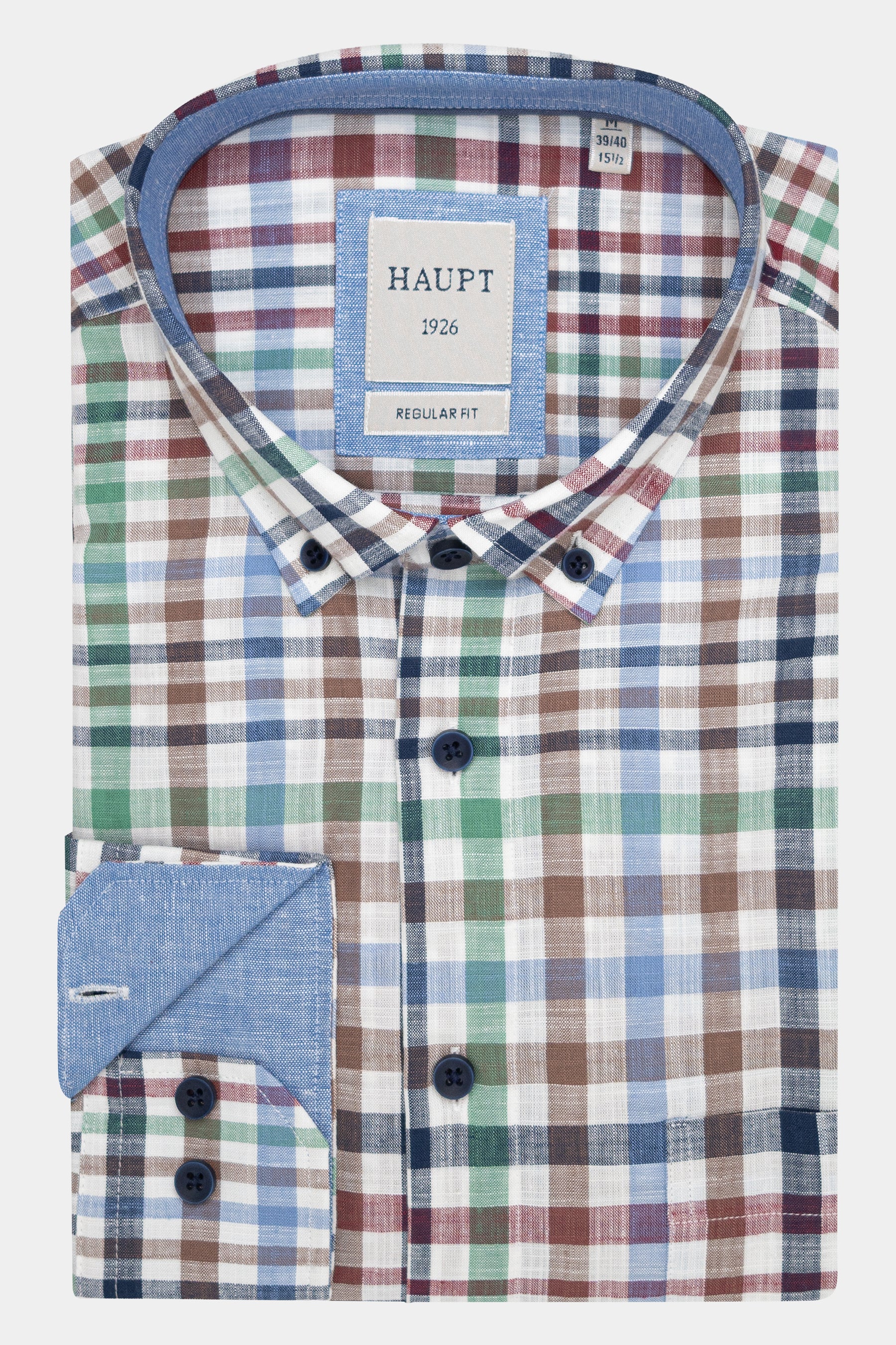 Haupt Baumwolle Langarm Herrenhemd Regular Fit mit Karomuster MULTICOLOR