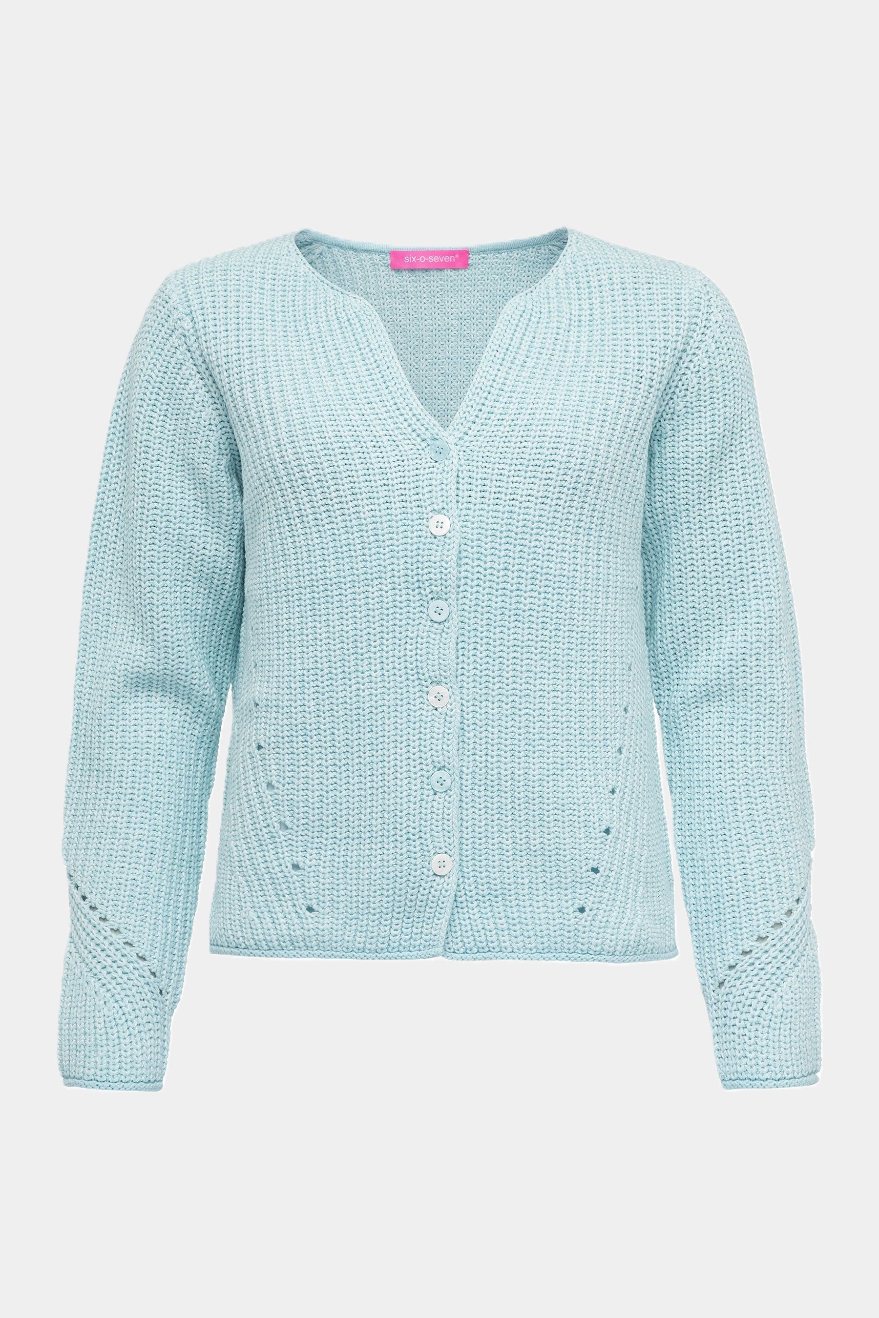 Gilet avec broderie ajourée TURQUOISE