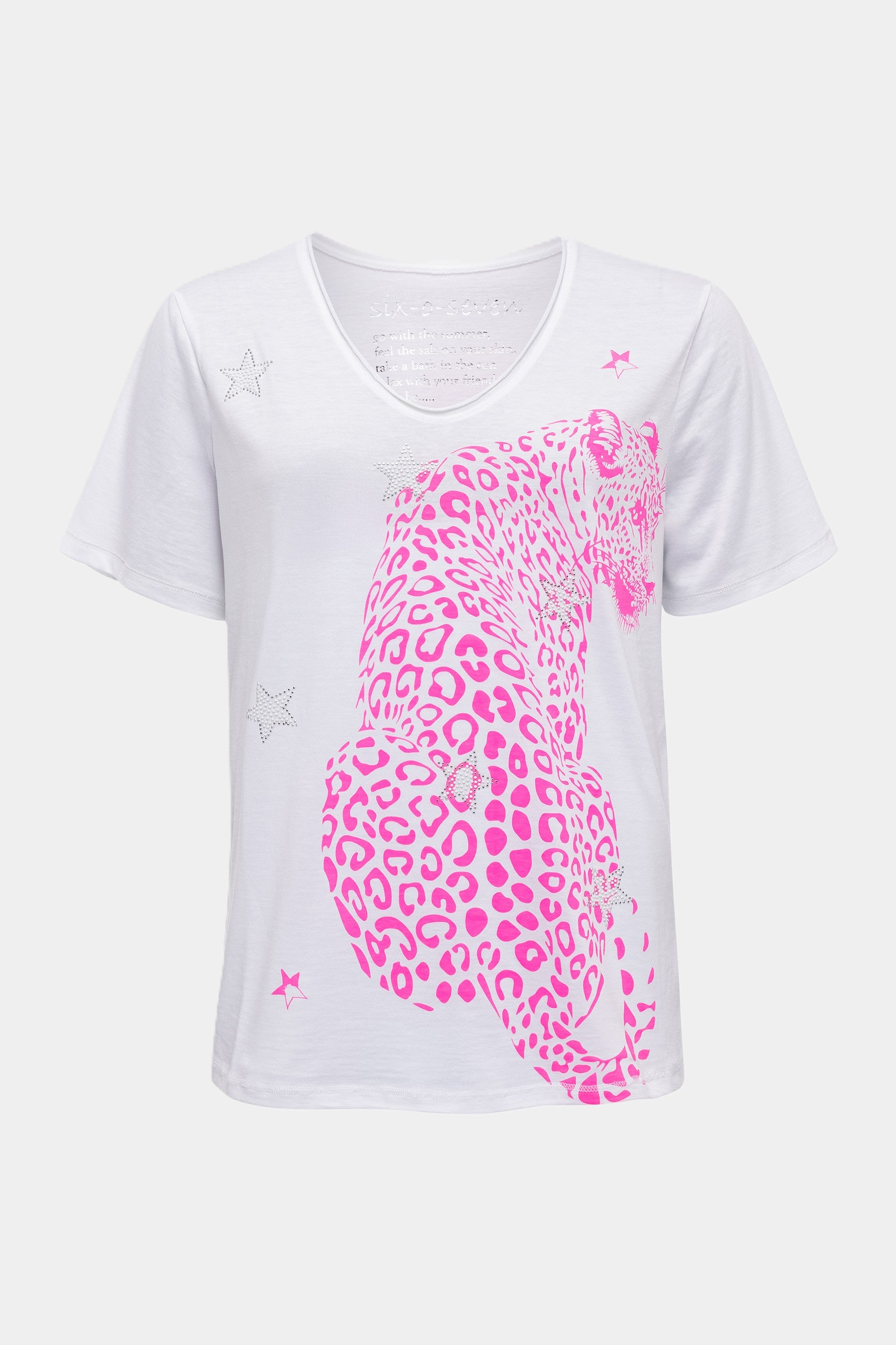 T-shirt with pink leopard print WHITE