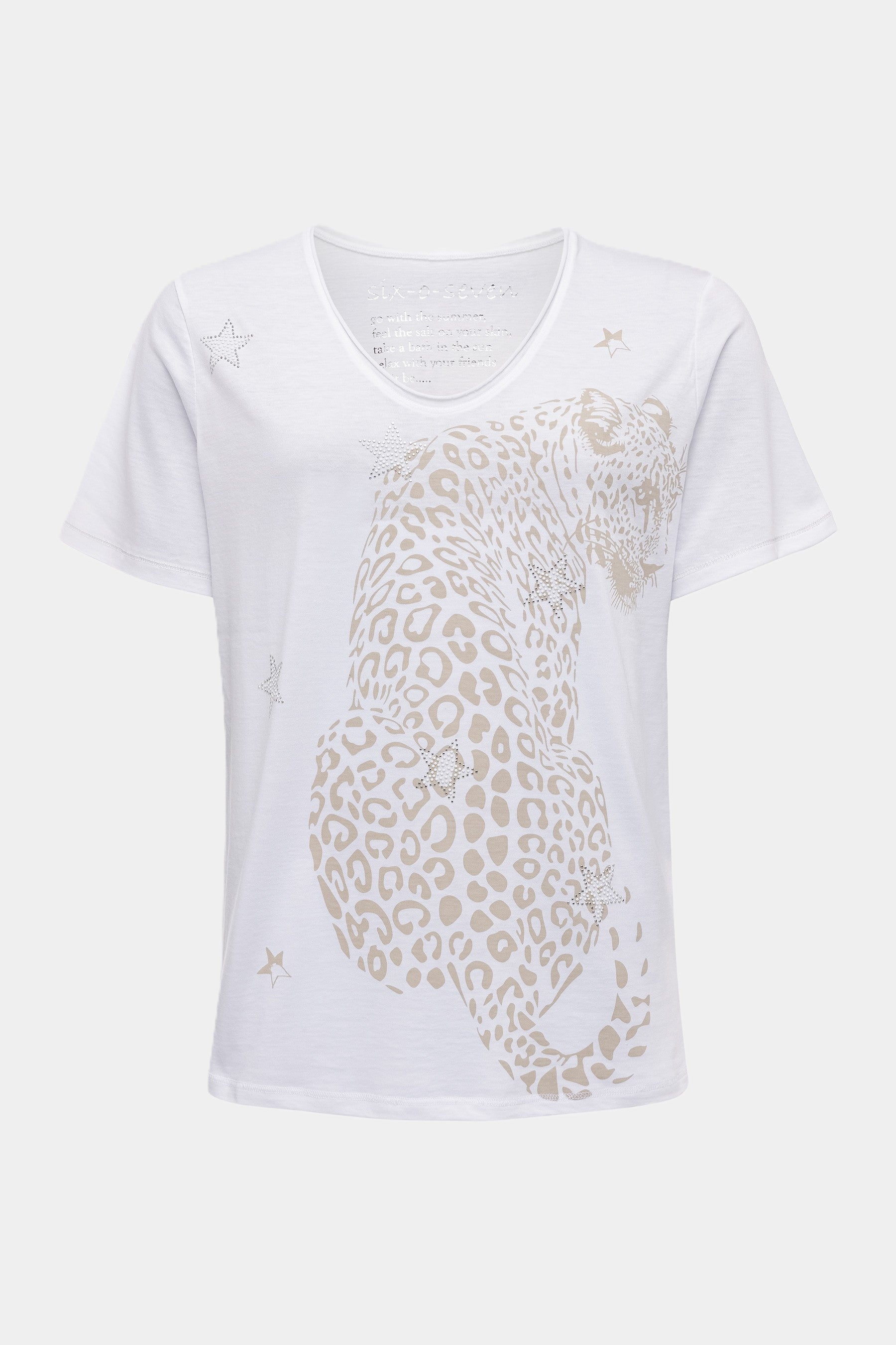 T-shirt with beige leopard print KITT