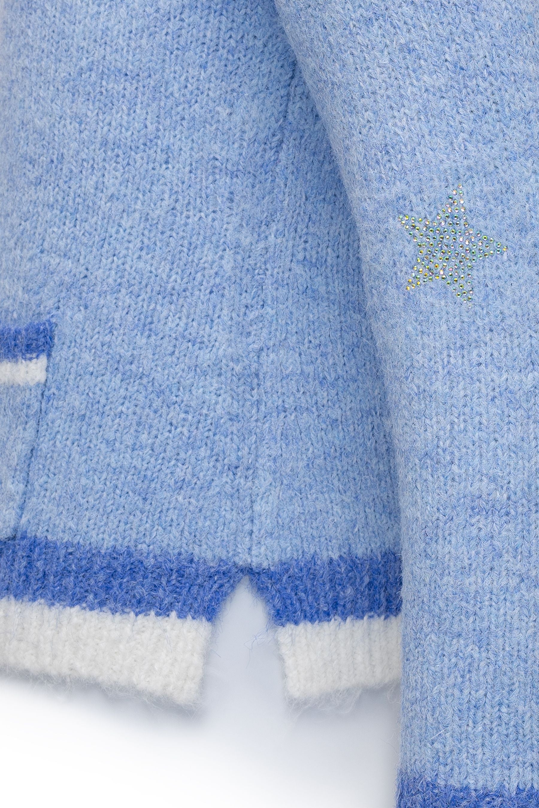 Six-o-Seven Gemütliche Strickjacke mit Hirsch SKY BLUE