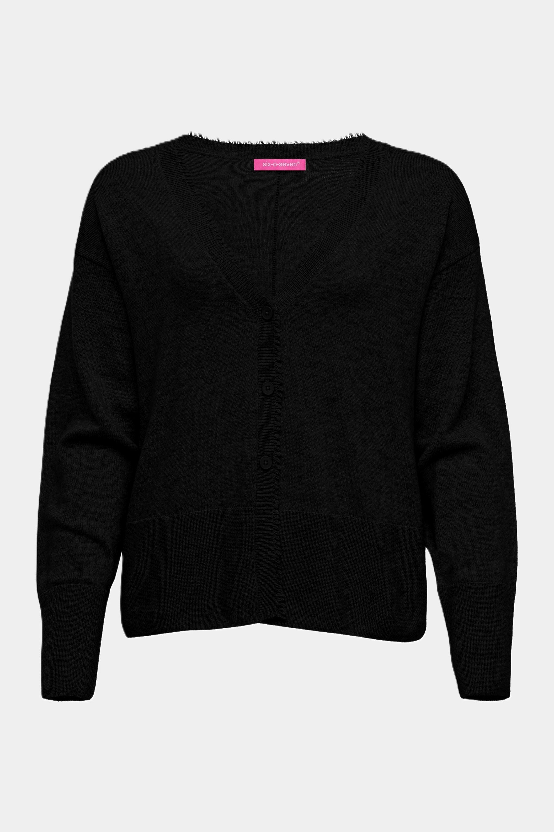 Six-o-seven Strickjacke mit Fransen BLACK