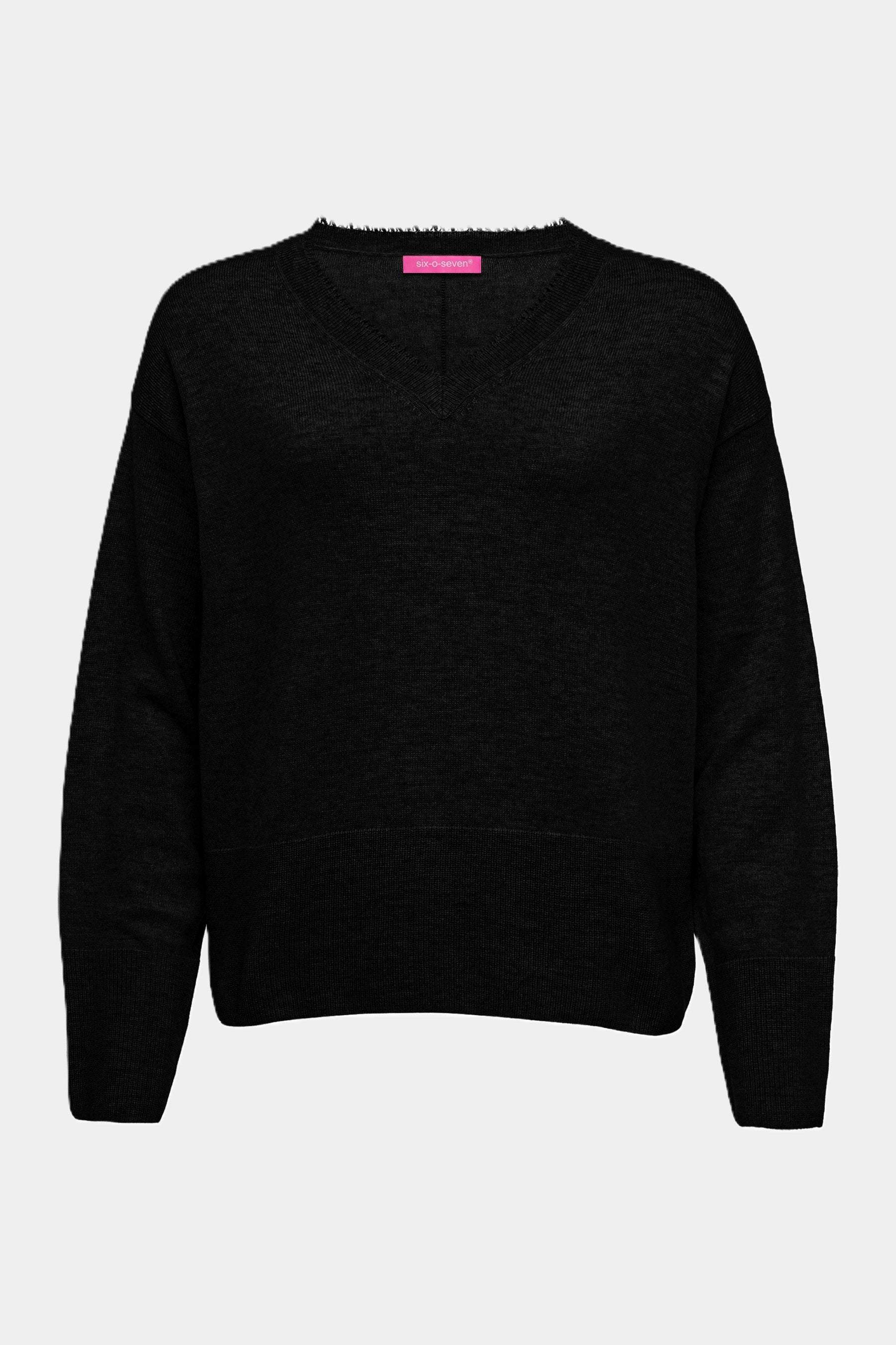 Six-o-seven Strickpullover mit Fransen BLACK