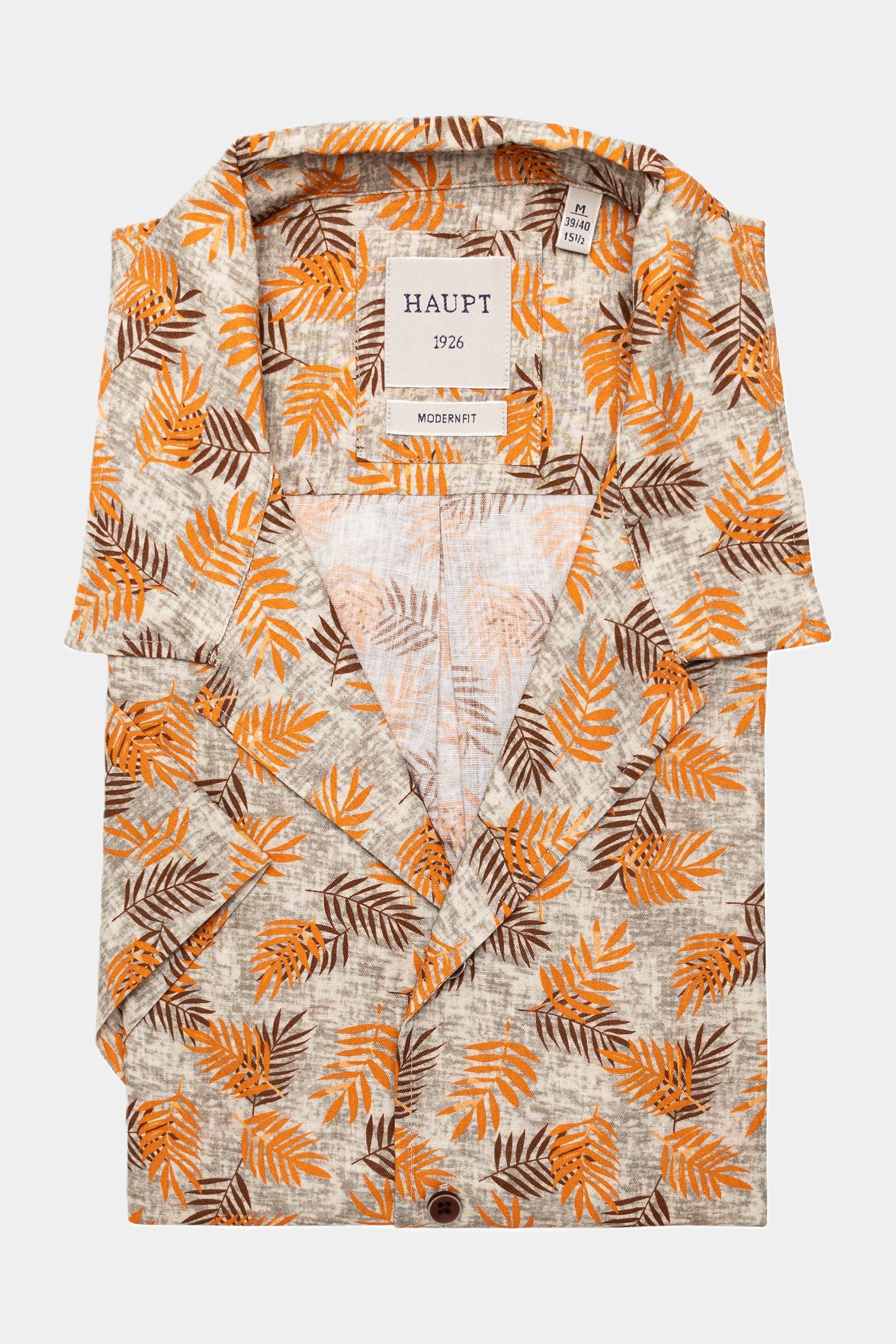 Haupt Leinen-Kurzarmhemd Modern-Fit mit Palmen - MULTICOLOUR