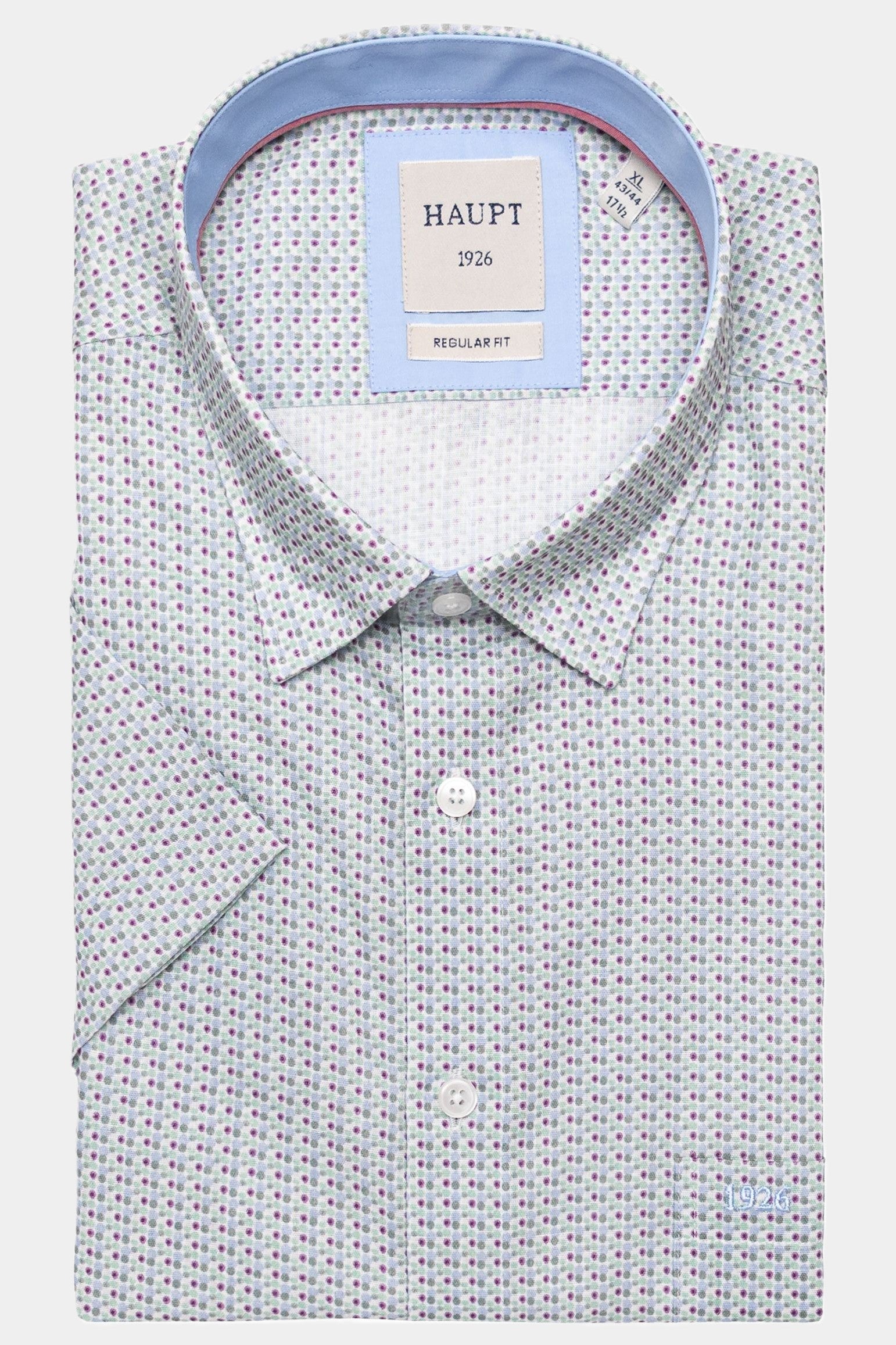 Haupt Kurzarmhemd Regular Fit mit Punkte-Muster - MULTICOLOUR WHITE